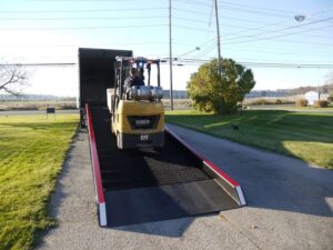 forklift on semi truck ramp